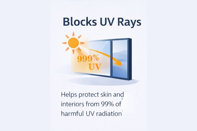 Blocks UV rays — helps protect skin and interiors from up to 99% of harmful UV